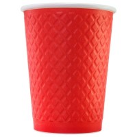 Стакан бумажный рифленый двухслойный 300 мл. Waffle КРАСНЫЙ